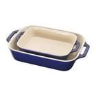 Conjunto de assadeiras Staub Ceramic Retangular Azul Escuro, 2 unidades