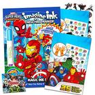 Conjunto de atividades do livro de colorir Marvel Super Hero Adventures Imagine Ink ~ Livro de atividades com tinta mágica sem bagunça com adesivos dos Vingadores e tatuagens temporárias (livros de colorir de super-