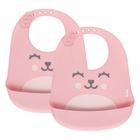 Conjunto de Babadores Ajustáveis Silicone Com Cata Migalha Rosa 2 Unidades - Buba