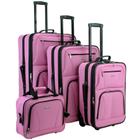 Conjunto de bagagem Rockland Journey Softside expansível rosa de 4 peças