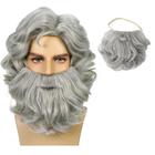 Conjunto de barba e peruca de Papai Noel Costume Wiggy Mermaid, cinza