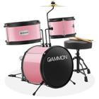 Conjunto de bateria Gammon Junior de 3 peças com kit para iniciantes Throne Pink