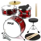 Conjunto de bateria Pyle Kids de 3 peças com 13 bumbos, caixa, tom, prato