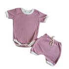 Conjunto de bebê body e short 0 à 12 meses canelado