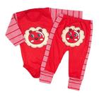 Conjunto de bebê longo estampado vermelho