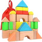 Conjunto de blocos de construção de madeira grande - Brinquedos de Aprendizagem Pré-Escolar Educacional com Saco de Transporte, Brinquedos de Blocos infantis para presentes de meninos e meninas de 3 anos de idade .