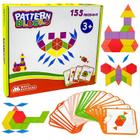 Conjunto de blocos de padrões WhizBuilders Wood Tangram 155 peças