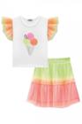 Conjunto de Blusa Boxy em Cotton e Saia em Tule (com Shorts Embutido) 75224 Kukiê