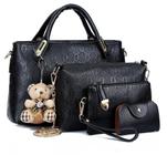 Conjunto de bolsas Wokex Women Fashion PU em couro PU preto, 4 peças