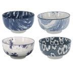Conjunto de bowls de porcelana azul e branco - 4 peças