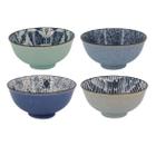 Conjunto de bowls de porcelana azul verde e branco - 4 peças