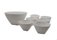 Conjunto De Bowls Sobremesa Tigela Pote 7 Peças Branco - Dehaus