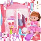 Conjunto de brinquedos Baby Doll PROOU 14 com cama de guarda-roupa, 37 unidades