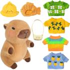 Conjunto de brinquedos de pelúcia Kireidane Capybara com 7 roupas e acessórios - J-One