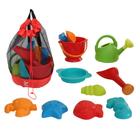 Conjunto de brinquedos de praia Hape Essential Sand Toy com bolsa de malha para crianças