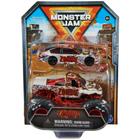 Conjunto de brinquedos Monster Jam Diecast em escala 1:64 com caminhão e carro de corrida