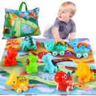 Conjunto de brinquedos para carros de dinossauro ALASOU com tapete de brincadeira/bolsa de armazenamento de 1 a 2 anos