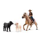 Conjunto de brinquedos Schleich Farm World Rodeo Calf Adventure de 6 peças para crianças