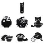 Conjunto de Broches Esmaltados de Gato - Gatinho Preto em Terrário