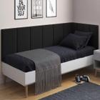 Conjunto de Cabeceira Painel Cama Box Laura II Solteiro 0,90 cm com Proteção Lateral Preto