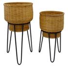 Conjunto de Cachepots Jade de Rattan - BTC Decor