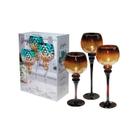 Conjunto de candelabros Paradise Glass Crackle Gold (conjunto de 3)