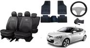 Conjunto de Capa de Couro e Tapete para Veloster 11-14 + Capa de Volante Inclusa