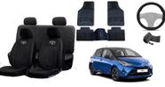 Conjunto de Capa de Couro para Yaris 12-18 com Capa de Volante e Tapetes