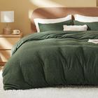 Conjunto de capa de edredom Bedsure Sherpa Fleece Queen Size verde oliva