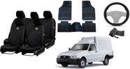 Conjunto de Capa Fiorino 96-07 + Tapete Universal em PVC + Capa de Volante com Acabamento