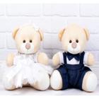 CONJUNTO DE CASAL URSO TEDDE 12cm - PAJEM MARINHO E DAMINHA BRANCA PADRAO