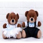 CONJUNTO DE CASAL URSO TEDDE 12cm - PAJEM PRETO E DAMINHA BRANCA PELUCIA MARROM