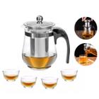 Conjunto de Chá Chaleira 500 ml Com Infusor Inox 4 Xícaras