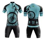 Conjunto de Ciclismo Camisa C/ Proteção UV e Bermuda C/ Forro Interno