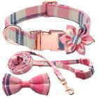 Conjunto de coleira para cães Hilkycton Plaid com gravata borboleta ajustável