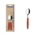 Conjunto de Colheres para Cha Tramontina Ipanema com Laminas em Aço Inox e Cabos de Polipropileno Vermelho 3 Peças