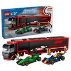 Conjunto de construção de brinquedos LEGO City F1 Truck com carros RB20 e AMR24 F1