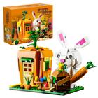 Conjunto de construção RiceBlock Cute Bunny Animals com Carrot House 414 unidades