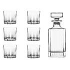 Conjunto de Copos de Cristal para Whisky 6 Peças 310 ml + 01 Garrafa de Cristal 750 ml Biona Oxford
