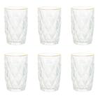 Conjunto de Copos de Vidro com Fio de Ouro para Água 6 Peças 350 ml Diamonds Lyor