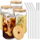 Conjunto de copos Netany com tampas de bambu, 4 unidades de 480 ml