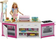 Conjunto de Cozinha Barbie com Boneca, Luzes e Sons, Rosa (70 characters)