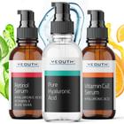 Conjunto de cuidados com a pele: soro de retinol Yeouth, soro de vitamina C e ácido hialurônico