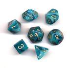 Conjunto de dados Chessex CHX27489 Phantom Teal/Gold