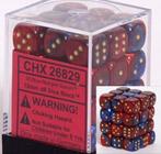 Conjunto de dados Chessex Gemini azul e vermelho com ouro 12 mm (36)