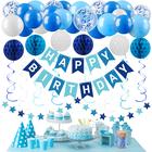 Conjunto de decorações de festa Crosize Blue Happy Birthday Men Boys