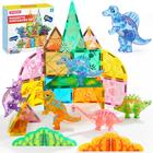 Conjunto de dinossauros SYNCFUN Magnetic Building Tiles, 50 unidades para crianças de 3 a 8 anos