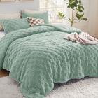 Conjunto de edredom Bedsure Fluffy Queen Sage Green 3 peças