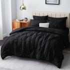 Conjunto de edredom CozyLux Queen Size preto de 7 peças, cama em uma bolsa