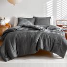 Conjunto de edredom WARMDERN Grey Boho Stripe Microfiber Twin